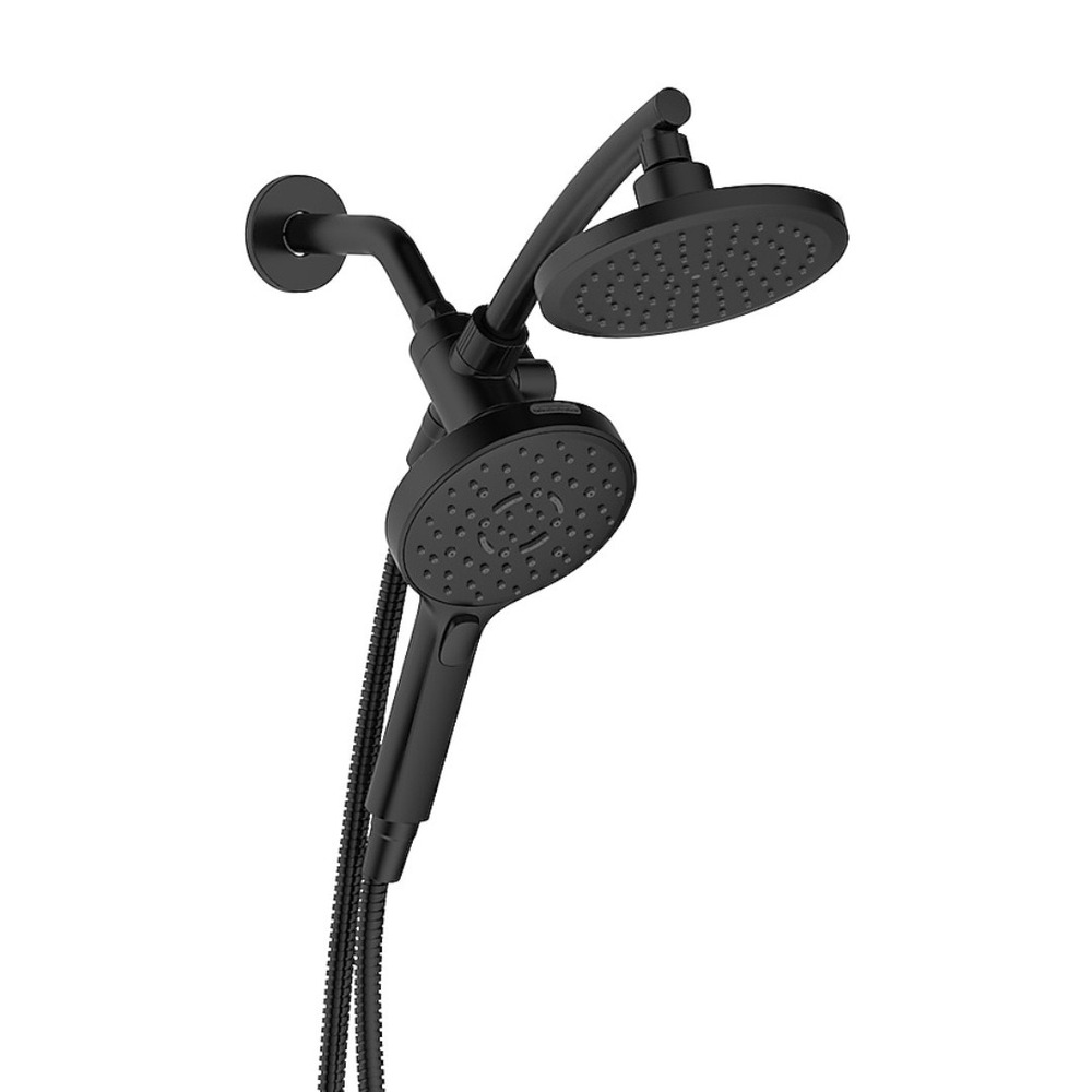 Allen + Roth Burke Matte Black Dual Shower Head Combo Fixed Handheld